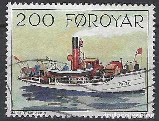 Sellos: ISLAS FEROE 1992 - BARCOS POSTALES, &rdquo;RUTH&rdquo; - USADO - Foto 1