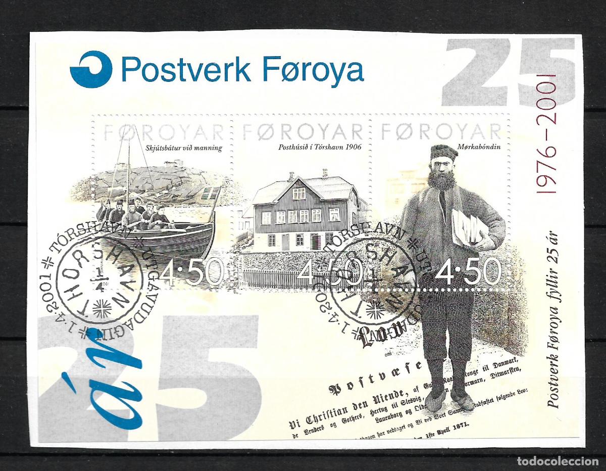 Timbres: islas feroe 2001 hoja bloque scott 395 usado servicio postal - 191