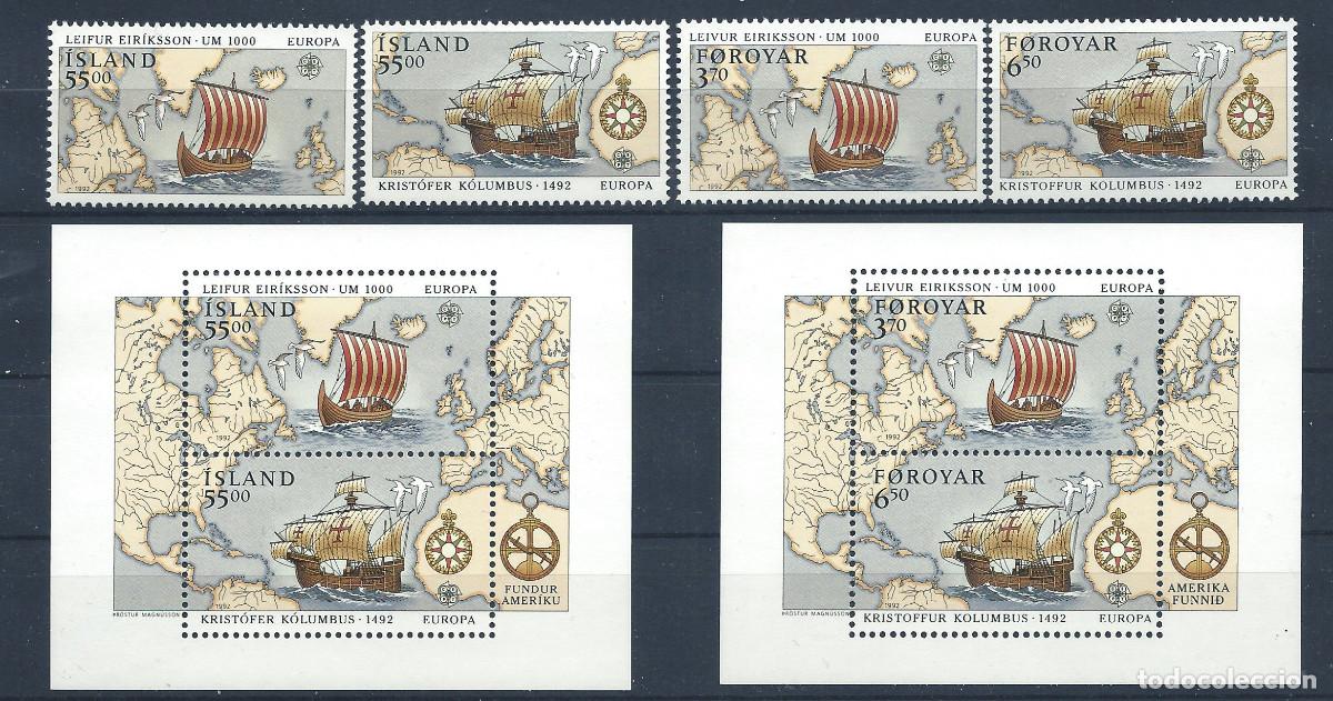 Sellos: &Icirc;le F&eacute;ro&eacute; N&deg;225/28 + Bloc 5** (MNH) 1992 - Europa &rdquo;Christophe Colomb&rdquo;