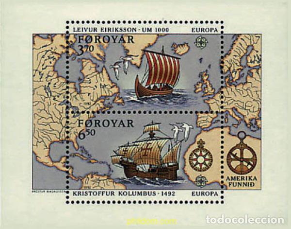 Sellos: 96715 MNH FEROE 1992 EUROPA CEPT. 500 ANIVERSARIO DEL DESCUBRIMIENTO DE AMERICA