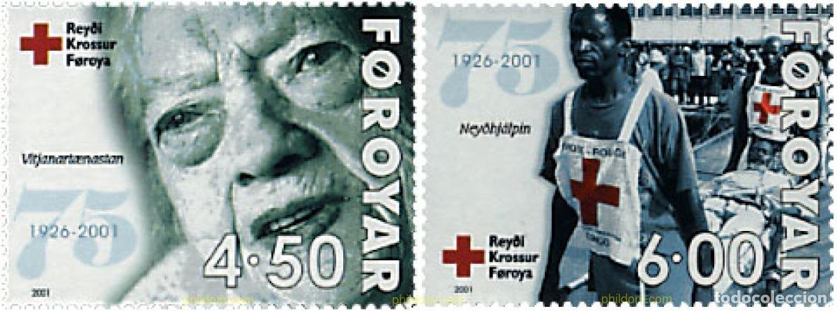 Sellos: 60867 MNH FEROE 2001 75 ANIVERSARIO DE LA CRUZ ROJA EN FEROE