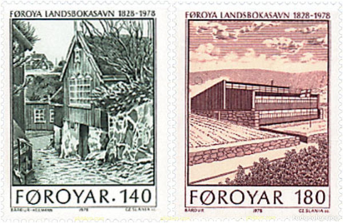 Sellos: 96630 MNH FEROE 1978 150 ANIVERSARIO DE LA BIBLIOTECA NACIONAL