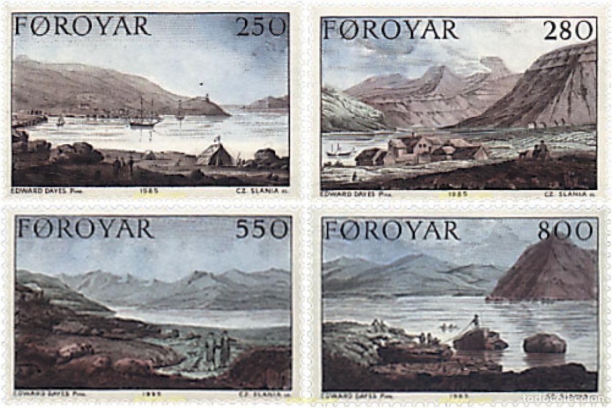 Sellos: 96651 MNH FEROE 1985 PAISAJES DE LAS ISLAS EN EL SIGLO XVIII