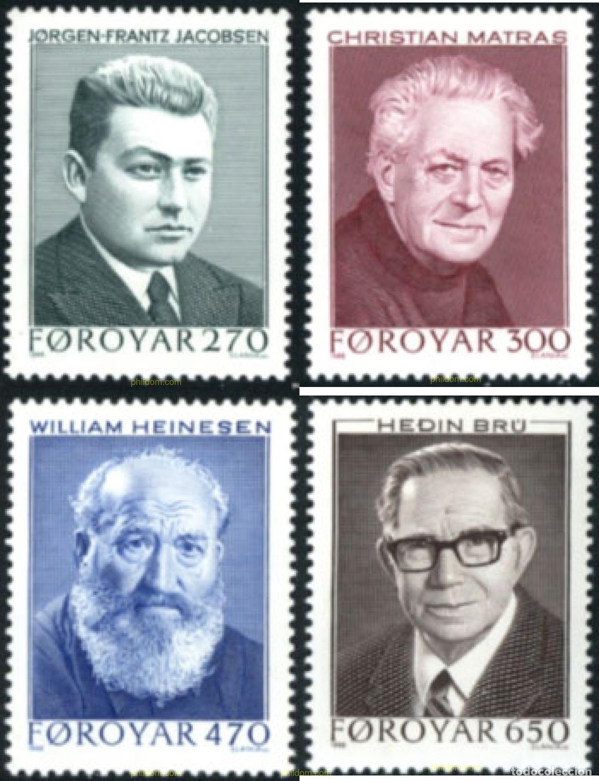 Stamps: 144609 MNH FEROE 1988 ESCRITORES FEROANOS