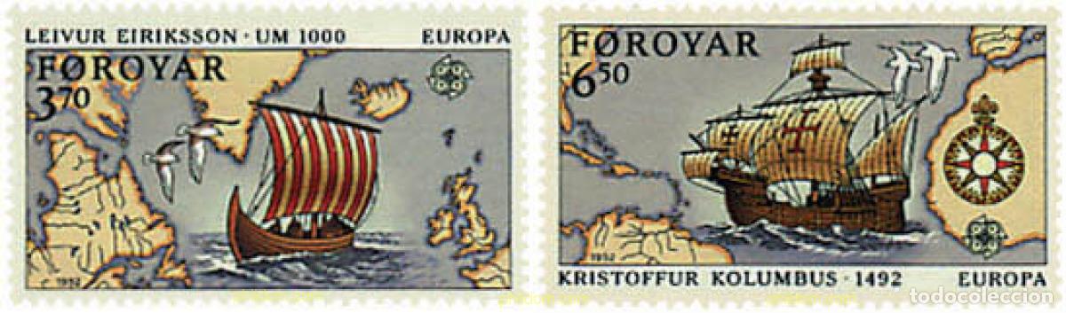 Sellos: 96706 MNH FEROE 1992 EUROPA CEPT. 500 ANIVERSARIO DEL DESCUBRIMIENTO DE AMERICA