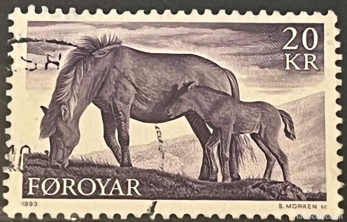 Sellos: ISLAS FEROE-SELLO A&Ntilde;O 1993-EL CABALLO DE LAS ISLAS FEROE-USADO-DENTADO 13&frac14; x 13