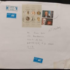 Sellos: DM)1996, ISRAEL, LETTER SENT TO U.S.A, AIR MAIL, WITH STAMPS CONTEMPORARY HEBREW WRITERS, MENDELE SE