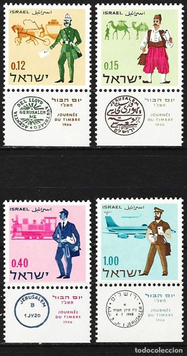 Sellos: Israel 1966 - Mi 378T a 381T - YT 326 T a 329 T - D&iacute;a del sello : Cartero - MNH**