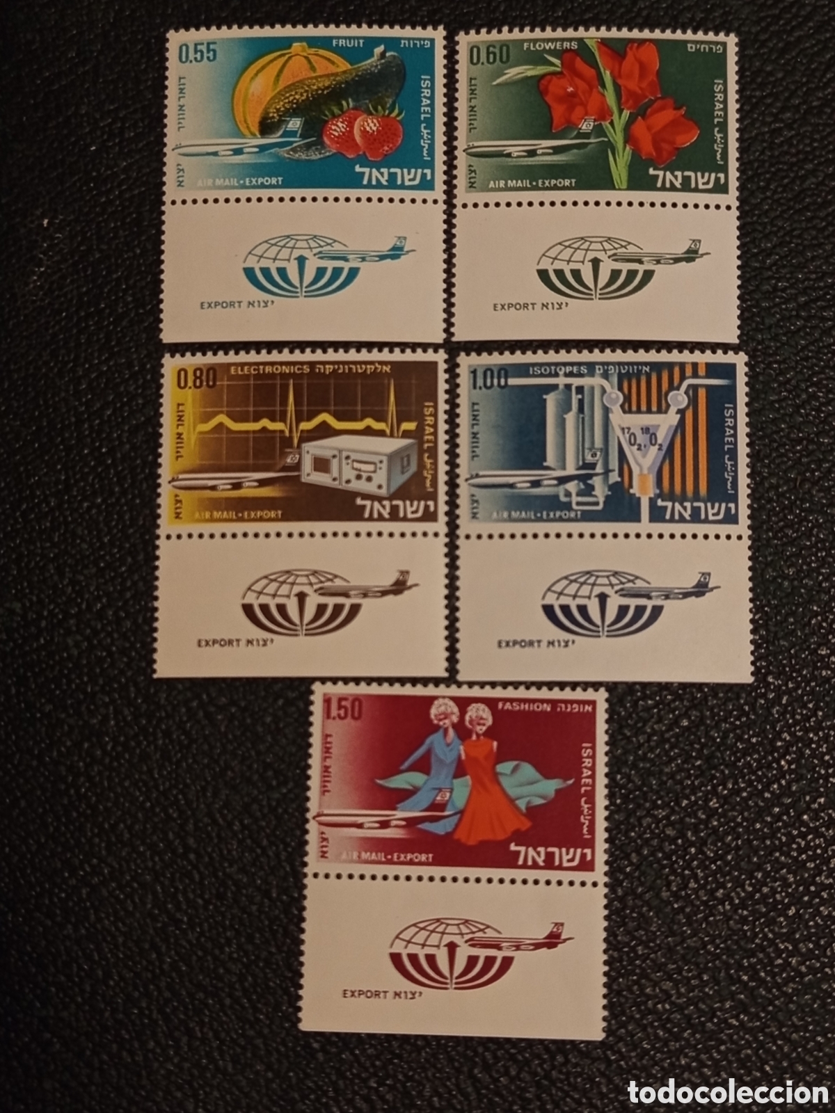 Sellos: Israel 1968 Sellos A&eacute;reos Exportaci&oacute;n Con Tab MNH Cat&aacute;logo Yvert PA38-PA47
