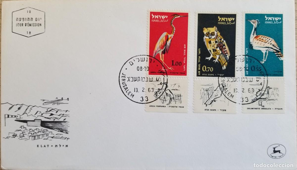 Sellos: MI) 1963 ISRAEL FDC, FOURTH AIRMAIL SERIES DEDICATED TO THE BIRDS OF ISRAEL, VF