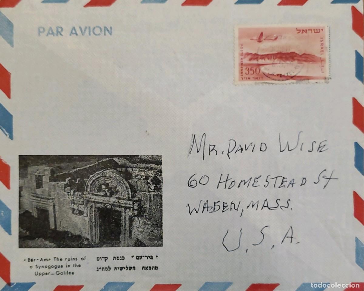 Sellos: MI) 1954 ISRAEL, SENT TO THE UNITED STATES, AIRMAIL. FEATURES AN AIRPLANE OVER A REDDISH LANDSCAPE R