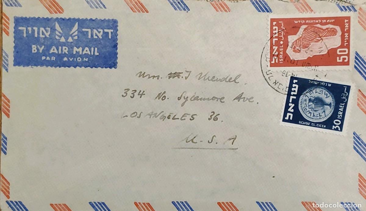 Sellos: MI) 1950 ISRAEL, AIRMAIL, SENT TO LOS ANGELES, UNITED STATES, XF.