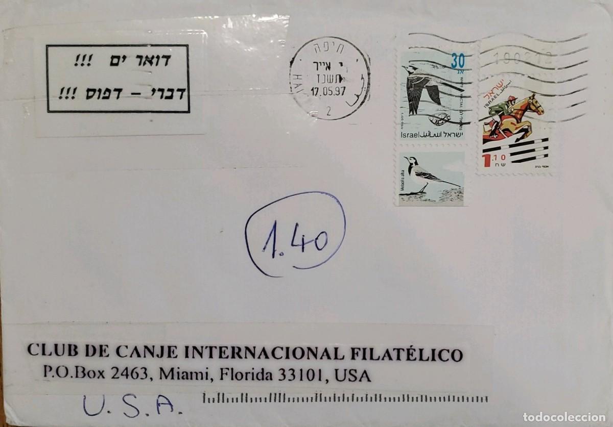 Sellos: MI) 1997 ISRAEL: POSTAL COVER SHOWING MARKINGS INDICATING A SURFACE MAIL SHIPMENT FROM HAIFA TO MIAM
