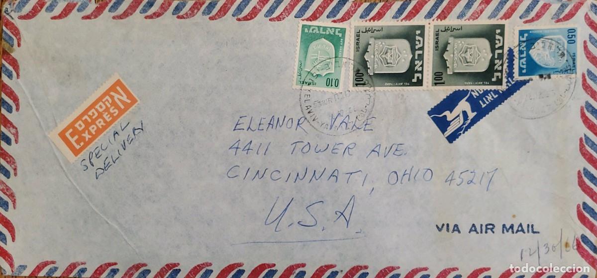 Sellos: MI) 1966, ISRAEL, AIRMAIL AND SPECIAL DELIVERY ITEM SENT FROM ISRAEL TO THE UNITED STATES; FEATURES
