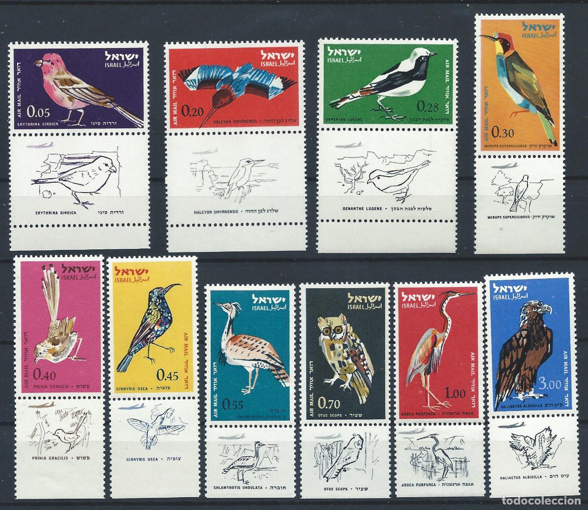 Sellos: Isra&euml;l PA N&deg;28/37** (MNH) 1963 - Faune &rdquo;Oiseaux&rdquo;