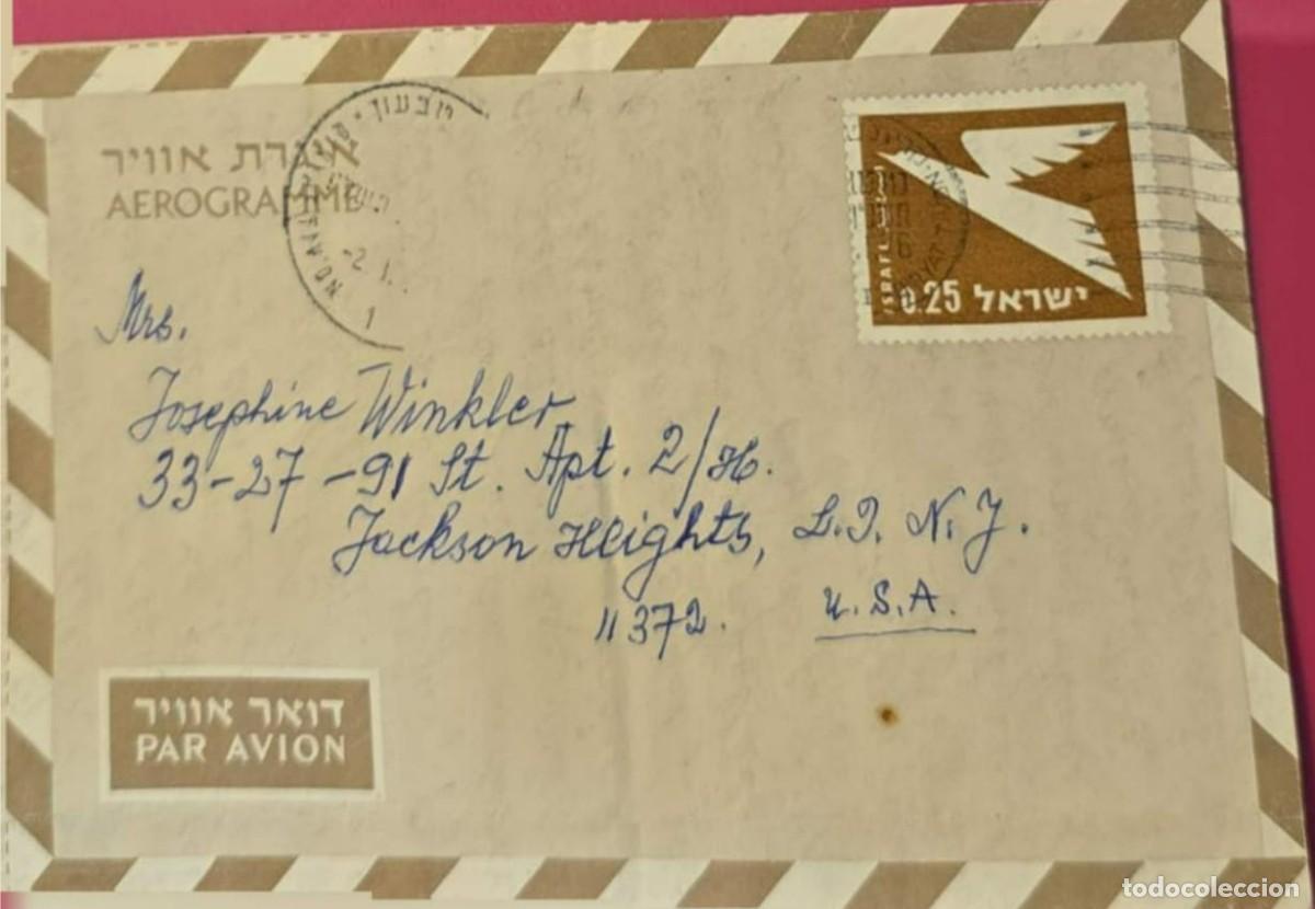 Sellos: TS) 1991 ISRAEL, CANCELLATION STAMP, AIRMAIL, COVER SENT FROM TEL AVIV TO NEW YORK.