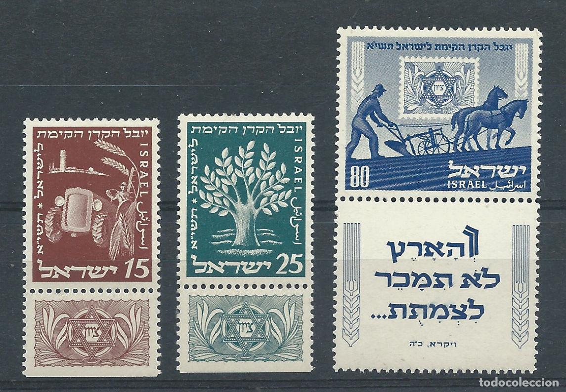 Sellos: Isra&euml;l N&deg;46/48** (MNH) 1951 - 50&eacute;me Anniversaire du fonds National