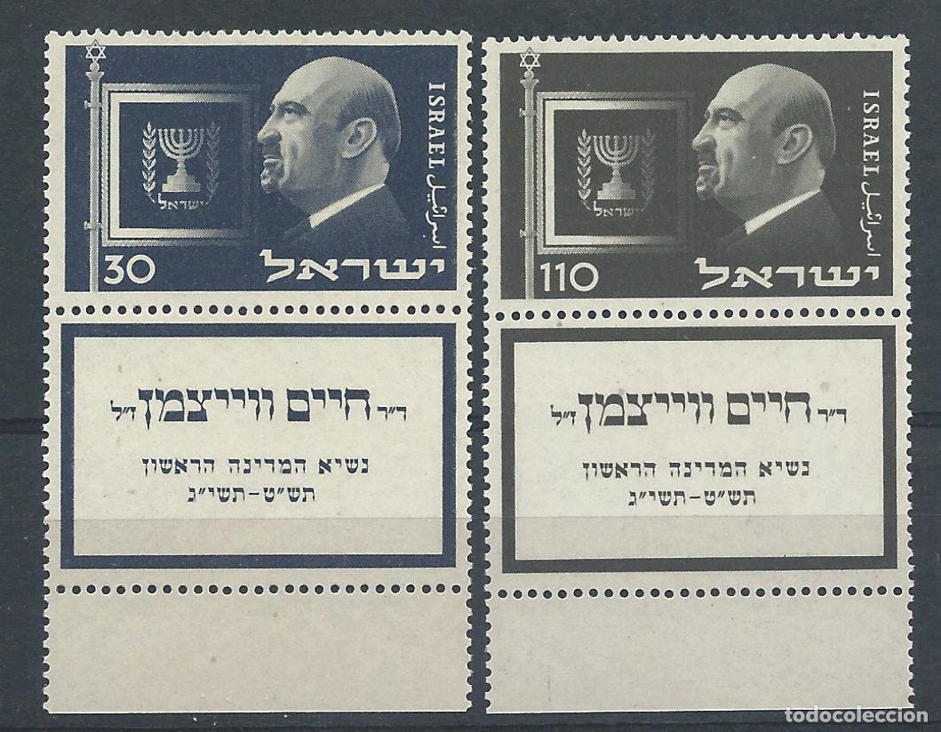 Sellos: Isra&euml;l N&deg;62/63** (MNH) 1952 - Mort du pr&eacute;sident &rdquo;Dr. Chain Wrezmann&rdquo;
