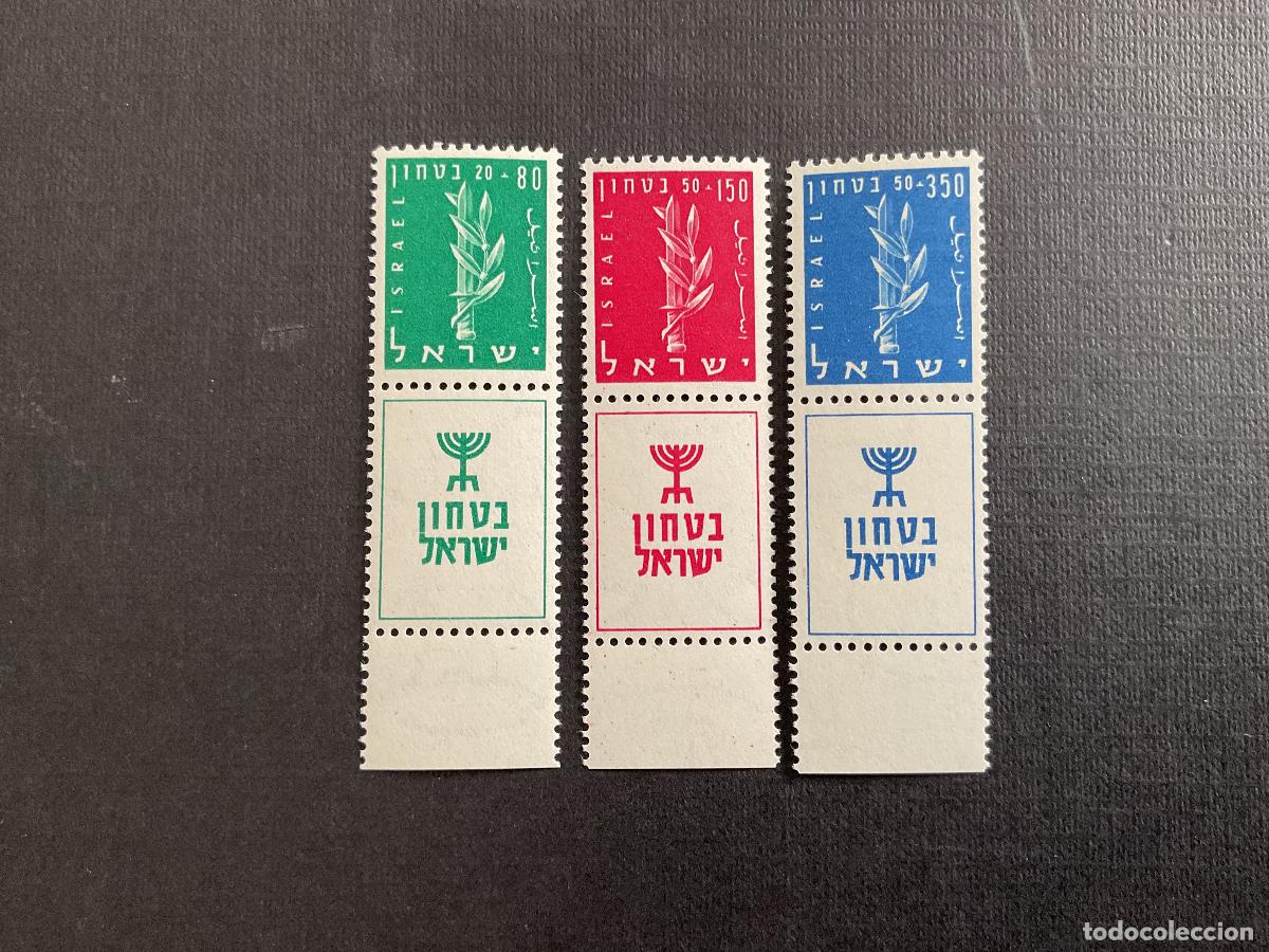 Sellos: ISRAEL N&ordm; YVERT 116/8*** CON TABS A&Ntilde;O 1957. PRO DEFENSA NACIONAL