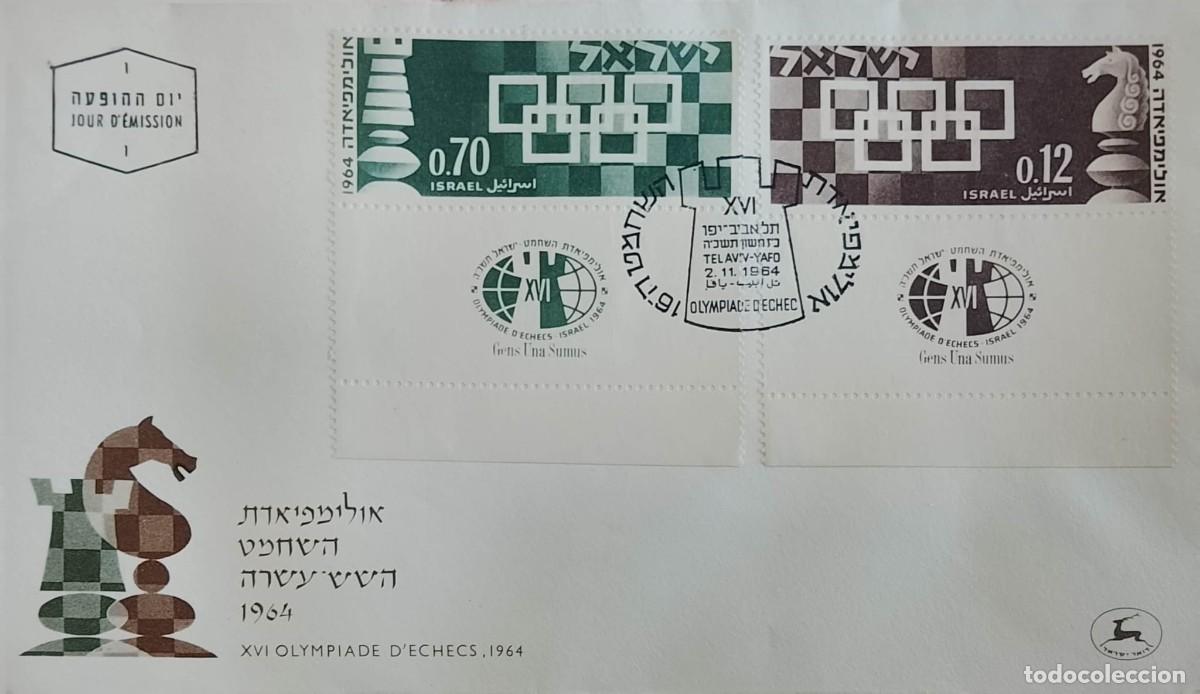 Sellos: TS) 1964, ISRAEL, FIRST DAY COVER COMMEMORATING THE &rdquo;16TH CHESS OLYMPIAD,&rdquo; FEATURING TWO STAMPS: THE