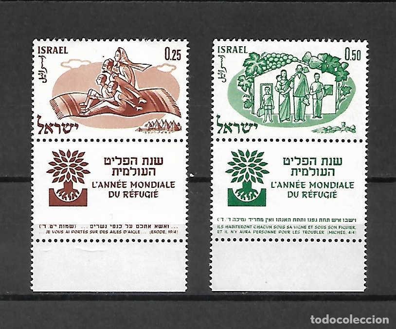 Sellos: A&ntilde;o Mundial del Refugiado. en Israel . Sellos a&ntilde;o 1960 . CON BANDELETA