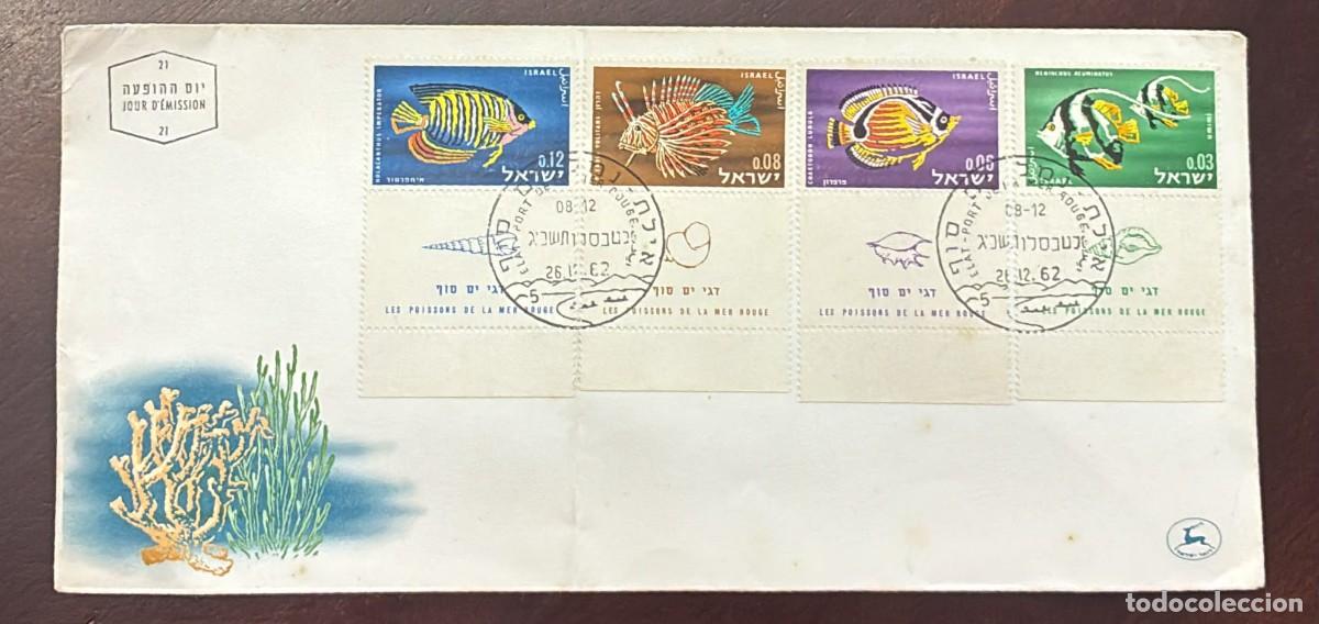 Sellos: TS.)1962, ISRAEL, FIRST DAY COVER, PRE-PRINTED WITH ILLUSTRATIONS OF MARINE FISH AND RED SEA LIFE, F