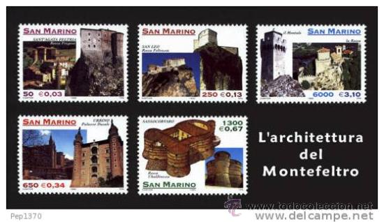 Timbres: SAN MARINO 1999 ARQUITECTURA DE MONTEFELTRO - YVERT 1650-1654