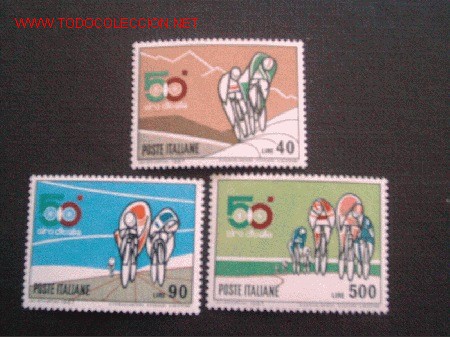 Timbres: CICLISMO.50&ordm; GIRO CICLISTA DE ITALIA