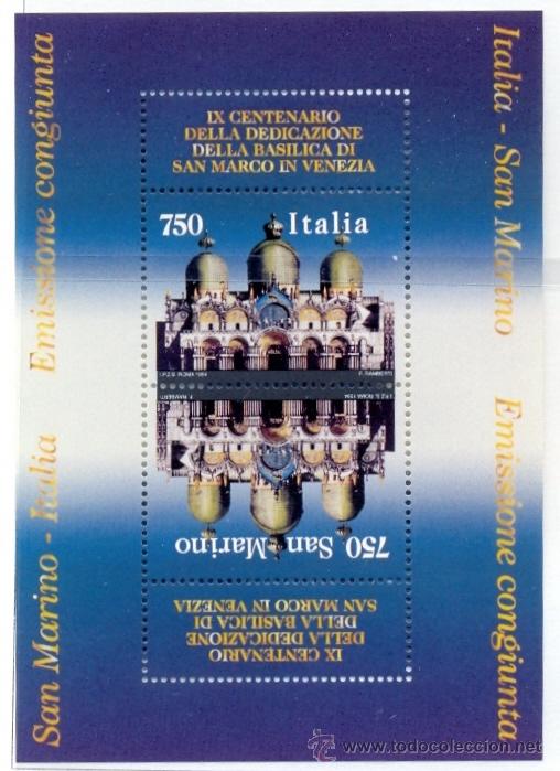 Sellos: ITALIA 1994 9&ordm; CENTENARIO DE LA BASICILA DE SAN MARCOS YVERT BLOCK 16 - Foto 1