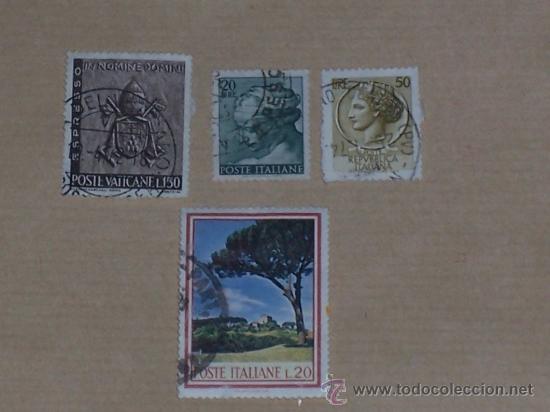 Timbres: LOTE DE 4 SELLOS ITALIANOS , CON FIJASELLOS