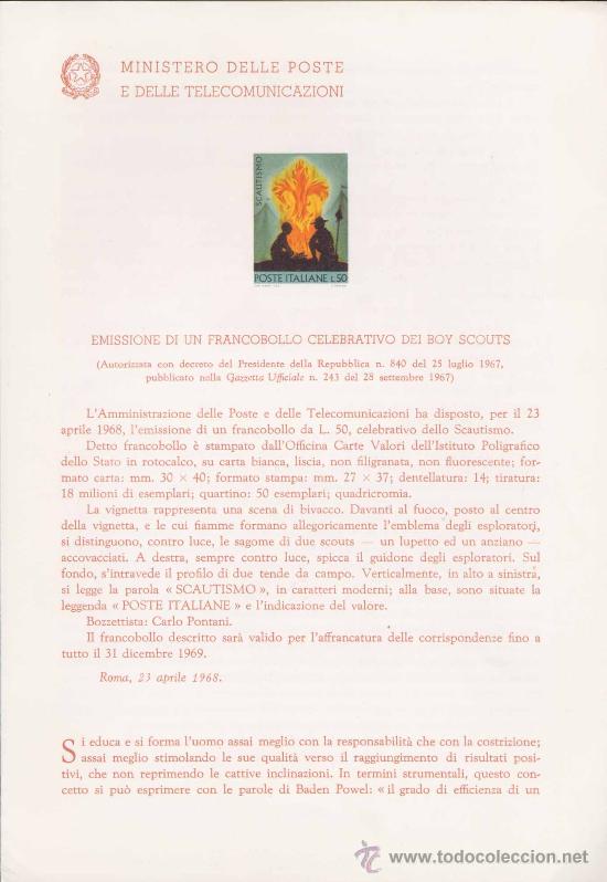 Timbres: 1967. SCOUTS.IMPRESI&Oacute;N DEFINITIVA SELLOS DEL TEMA SOBRE NOTA OFICIAL