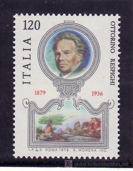 Timbres: italia 1399 sin charnela, musica, centenario nacimiento del compositor ottorino respighi