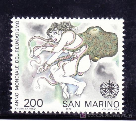 Sellos: san marino  950 sin charnela, medicina, a&ntilde;o mundial del reumatismo