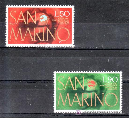 Sellos: san marino  881/2 sin charnela, u.p.u., centenario de la union postal universal,