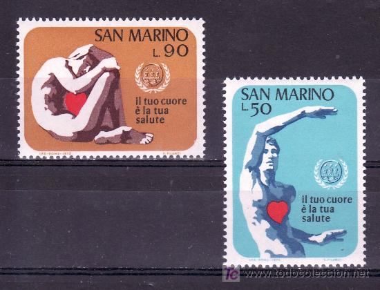 Stamps: san marino  820/1 sin charnela, medicina, a&ntilde;o del corazon,