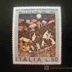 Sellos: ITALIA 1974 IVERT 1196 *** XIV CONGRESO INTERNACIONAL DE LA VID Y DEL VINO - PINTURA