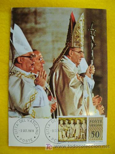 Timbres: Antiguas postales: Solenne Celebrazione per l'inizio del Ministero di Papa Giovanni. Poste Vaticane