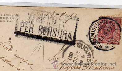 Timbres: Per Censura. 1917. Vista por la censura. Sobre tarjeta postal.
