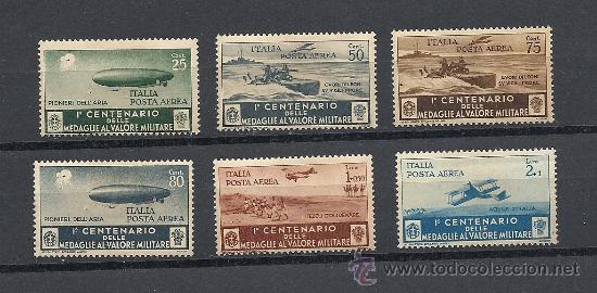 Selos: ITALIA 1934 AEREO YVERT N&ordm; 69/74*, VALOR MILITAR. FIJASELLOS