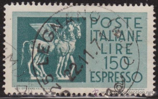 Francobolli: Italia 1966 Scott E34 Sello &ordm; Caballos Alados Etruscos Espresso Chevaux Ail&eacute;s Etrusque Michel 1203