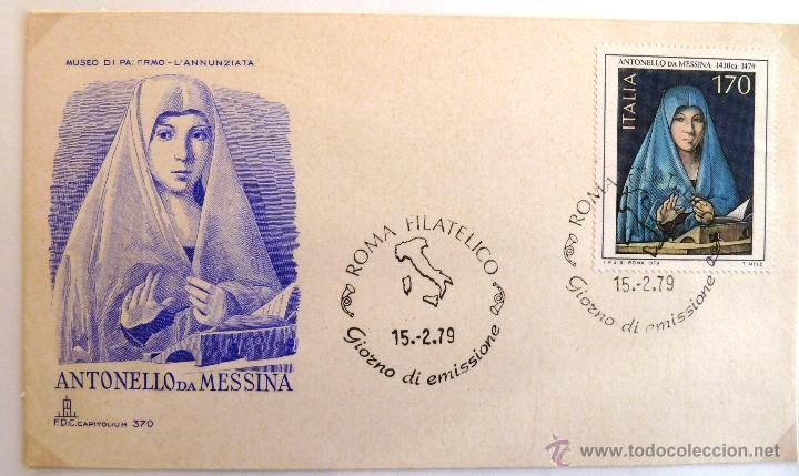 Timbres: SOBRE 1&ordm; DIA. ANTONELLA DA MESSINA. ROMA 1979.