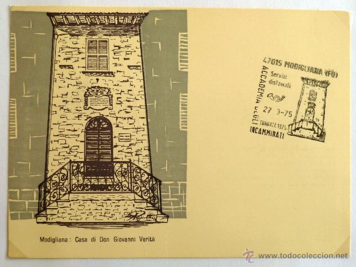 Timbres: TARJETA POSTAL DE ITALIA. MODIGLIANA, CASA DE DON GIOVANNI VERIT&Aacute;. MODIGLIANA 1975.