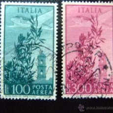 Sellos: ITALIA ITALIE 1948 YVERT Nº PA 131+132 º FU AVION SURVOLANT OLIVIER ET CLOCHET. Lote 53046469