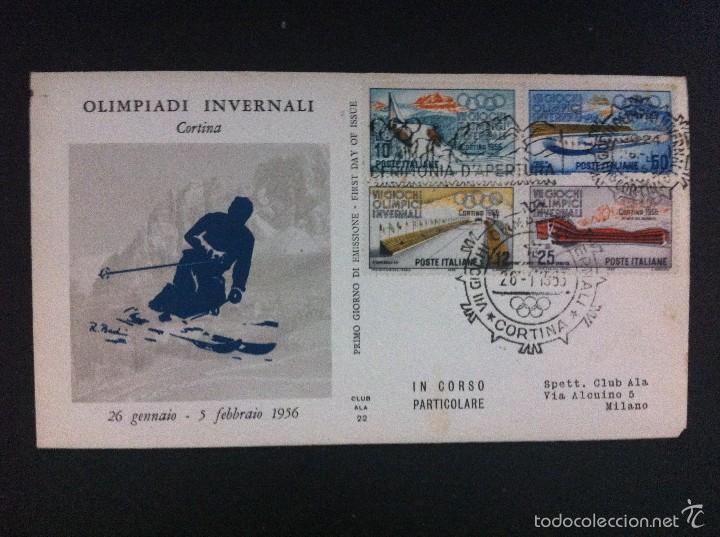 Selos: CARTA VII OLIMPIADA DE INVIERNO CORTINA 1956 PRIMO GIORNO DI EMISSIONE FIRST DAY OF ISSUE
