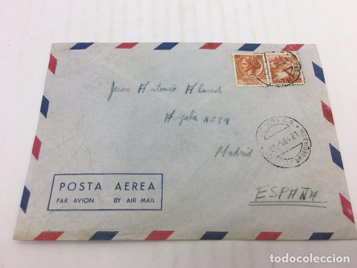 Sellos: SOBRE POSTA AEREA - PAR AVION - MATASELLOS ROMA - SELLOS DE 80 Y 5 LIRAS