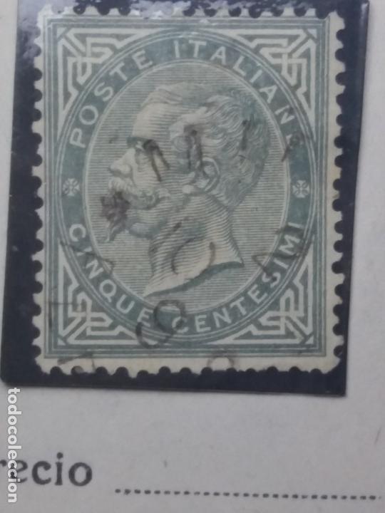 Sellos: sello italiano. Victorrio Emanuele ii. cinque centesimi. a&ntilde;o 1863. usado.