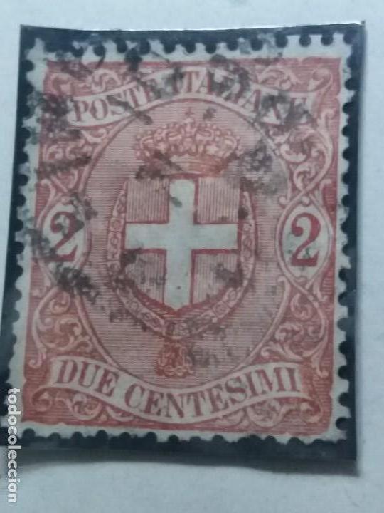 Sellos: sello italiano. Stemma savoia. due centisimi a&ntilde;o 1896.