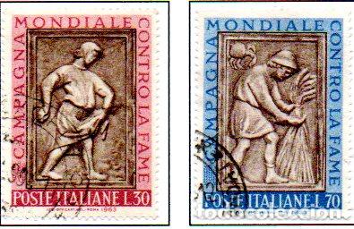 Timbres: ITALIA. A&Ntilde;O 1963.- CAMPA&Ntilde;A CONTRA EL HAMBRE, EN USADO