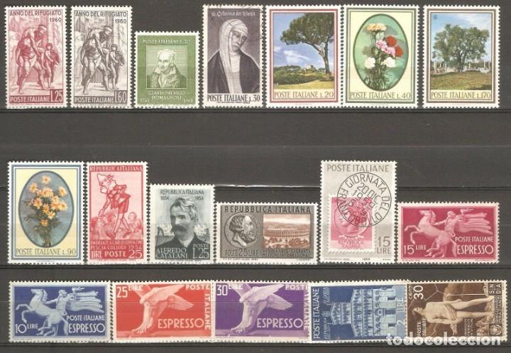 Sellos: ITALIA,1960/61 CAT.YT.807,808,860/ 1966: 946,947,948 Y 949(GOTA PEGAMENTO)/ 1954:683,677/1955:695/ 1