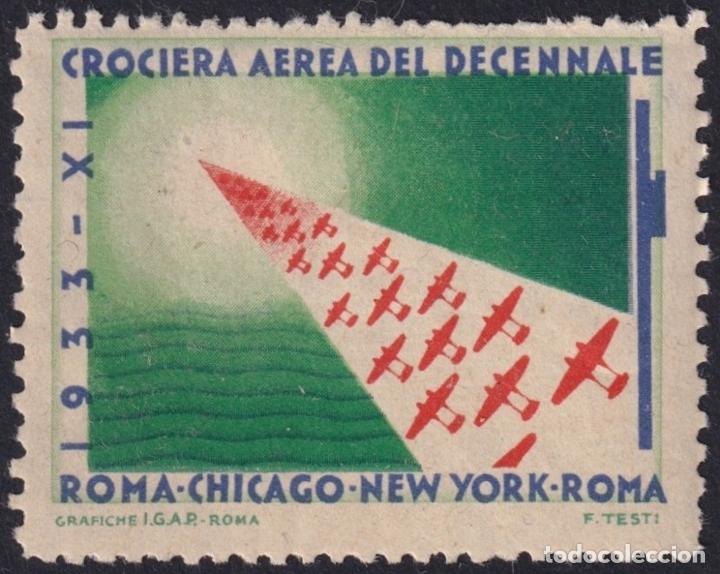 Sellos: &rdquo;F-EX16649 ITALY ITALIA CINDERELLA 1933 MNH AVION AIRPLANE CROCIERA DECENALE NEW YORK.&rdquo;